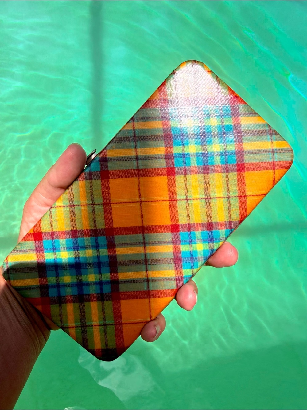 VINTAGE retro colorful plaid clip wallet card case clutch OS